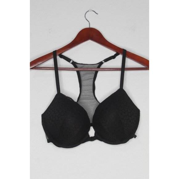 Victoria's Secret 38 C Black Solid Push Up Lace Lightly Padded Unwired Razorback - Picture 1 of 15